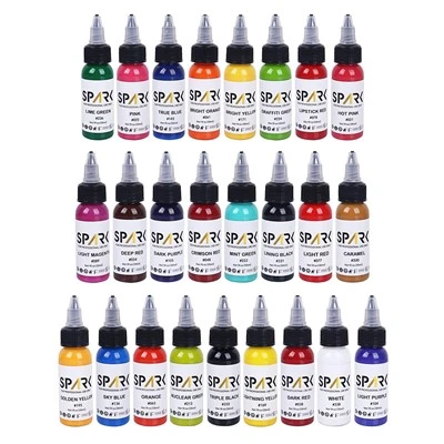Spark 25 lahví tetování Ink Set 1oz 30 ml 25ks na sadu 66 barev pro tetování