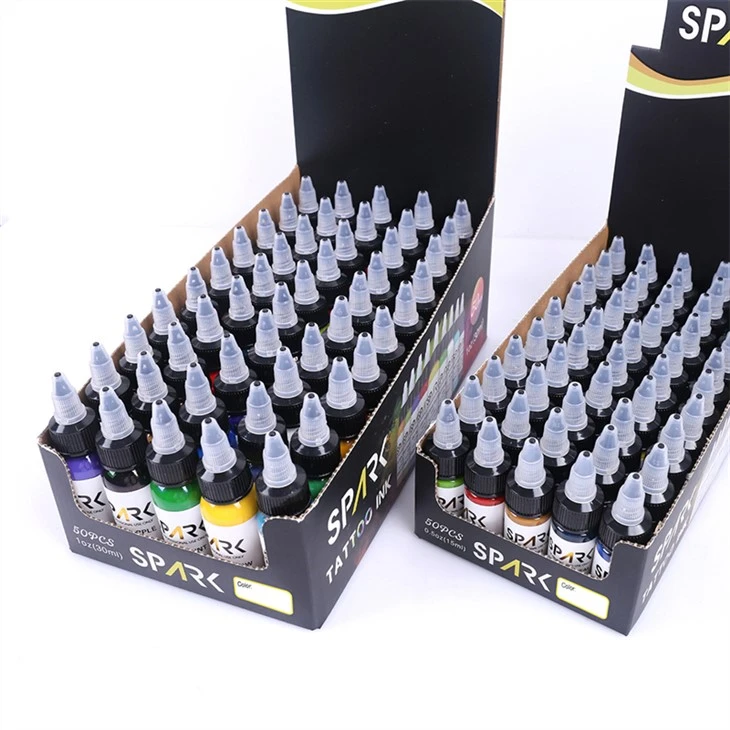 50 barevných sad tetovací inkoust Real Dark Gloss Black Spark Tattoo inkoust