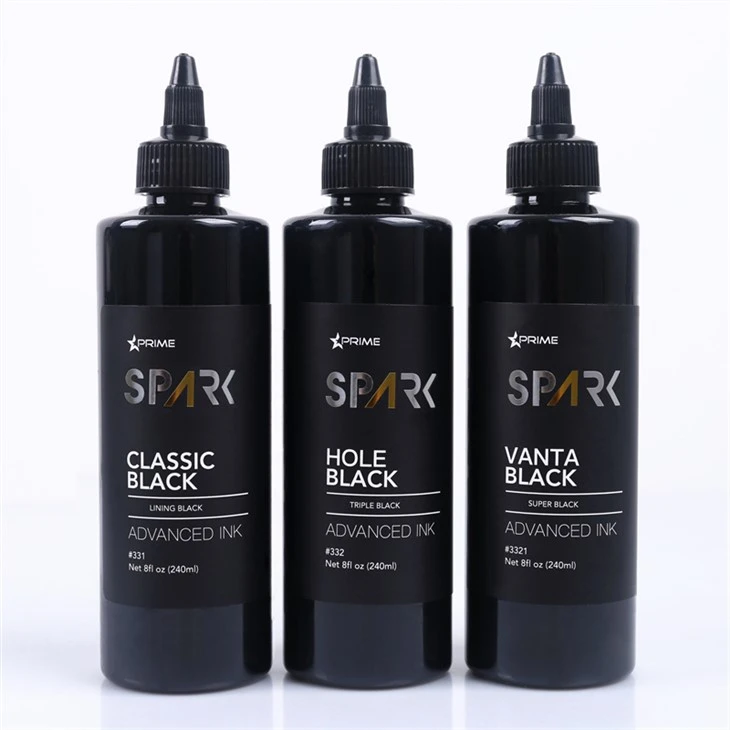 8OZ Black Ink Series Classic Black Lining Black Spark Tattoo Ink Profesionální displej s tetovacím inkoustem