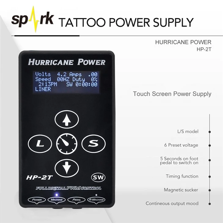 Elektrický zdroj Tattoo Digitální zdroje pro tetování Hurricane