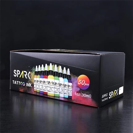 50 barevných sad tetovacích inkoustů v hromadném inkoustu Spark Tattoo Ink Super Black Tattoo Ink