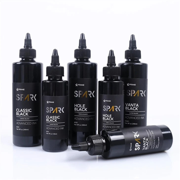 Super Black 8OZ Black Ink Series Sada tetovacích inkoustů Vanta Black Spark Tattoo Ink