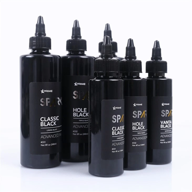 Sada inkoustů Triple Black 8OZ Hole Black Black řady Spark Tattoo Ink Tattoo Ink